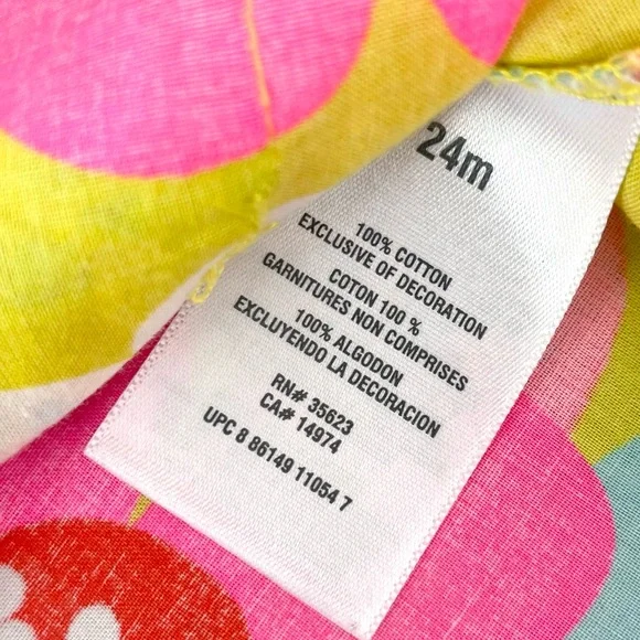 4/$20💥24M Carter's Neon Floral Summer Sundress, Lightweight Woven, Front Pockets - Picture 9 of 10